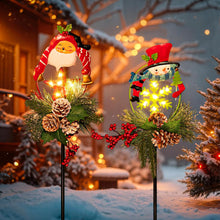 Outdoor Christmas Decorations Solar Christmas Lights with Snowman & Santa, Pine Cones Woman Gift for Garden, Yard, Patio